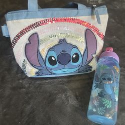 Stitch Isolated Bag And Water Bottle 
