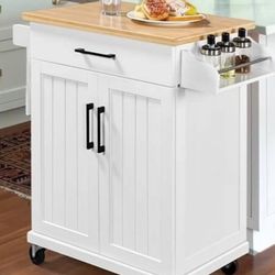 Kitchen Cart with Drawer, Kitchen Island on Wheels with Storage Rack & Cabinets, Microwave Cart for Kitchen with Storage, Rolling Coffee Cart Station,