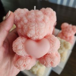Teddy Rose Bear Candle Gift Real Candle Home Decoration 