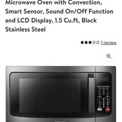 NEWToshiba EC042A5C-BS Countertop Microwave Oven with Convection, Smart Sensor, Sound On/Off Function and LCD Display, 1.5Cu.ft, Black Stainless Steel