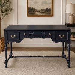 ✨ Elegant Navy French Provincial Desk – Fully Restored ✨