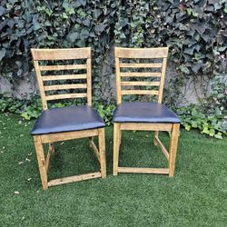 Set of 2 Urban Solid Wood Chair, Desk Chair With Water Proof Leather Seats Cover 