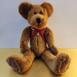 Vintage 15" Boyd's Bear with Handmade One-of-a-Kind Heart Valentine's Day Choker