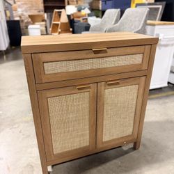 Buffet Cabinet Sideboard with Storage, Rattan Accent Cabinet with Doors Drawer natural oak $99