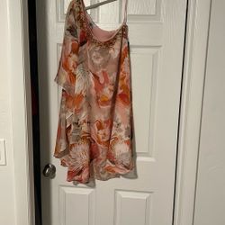 Jennifer Lopez One-Shoulder Flower With Stones Dress