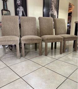 4 Upholstered High-Back Dining Chairs- Good Condition