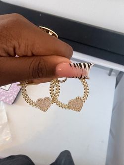rolex heart earrings (gold plated )