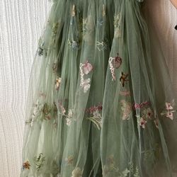 Cute Green Flower Girls Or Spring/summer Dress/wedding Attire