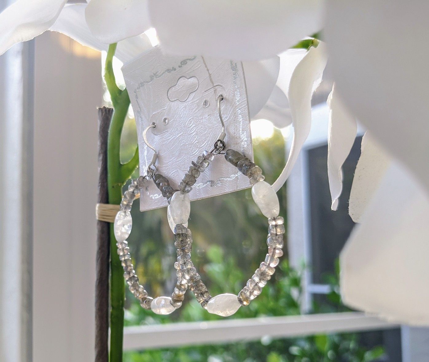 Labradorite & Moonstone Hoop Earrings