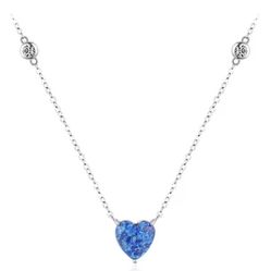 Silver Heart Simulated Blue Opal Necklace 