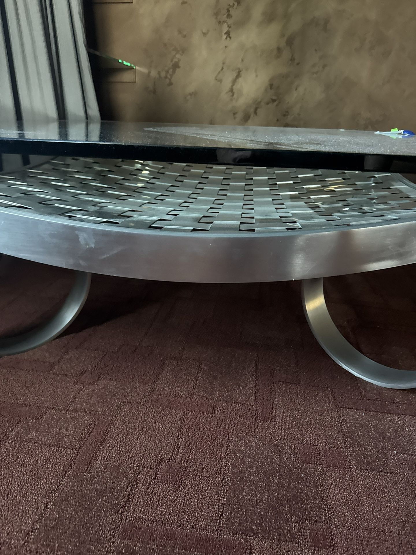High- End Stainless Glass Coffee Table - Excellent Condition (Very Heavy) 48” x 48” - Retail: $3400.