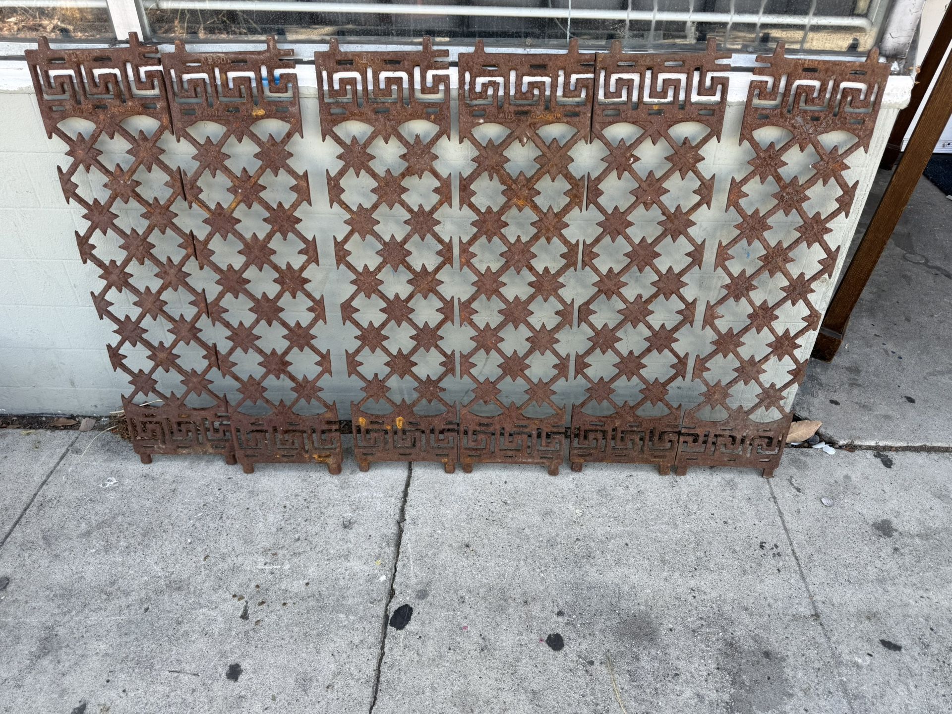 Set of 6 Antique Cast Iron Decorative Grates