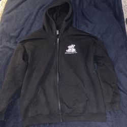 Black zip up Work hoodie (pet care) with dog design  Size XL / X-Large