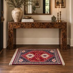 Vintage Persian Wool Rug 2x3 Hand Knotted Iranian Tribal Accent Rug Labeled Fine Carpet Genuine 