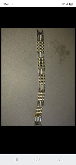 Mens stainless steel and gold bracelet