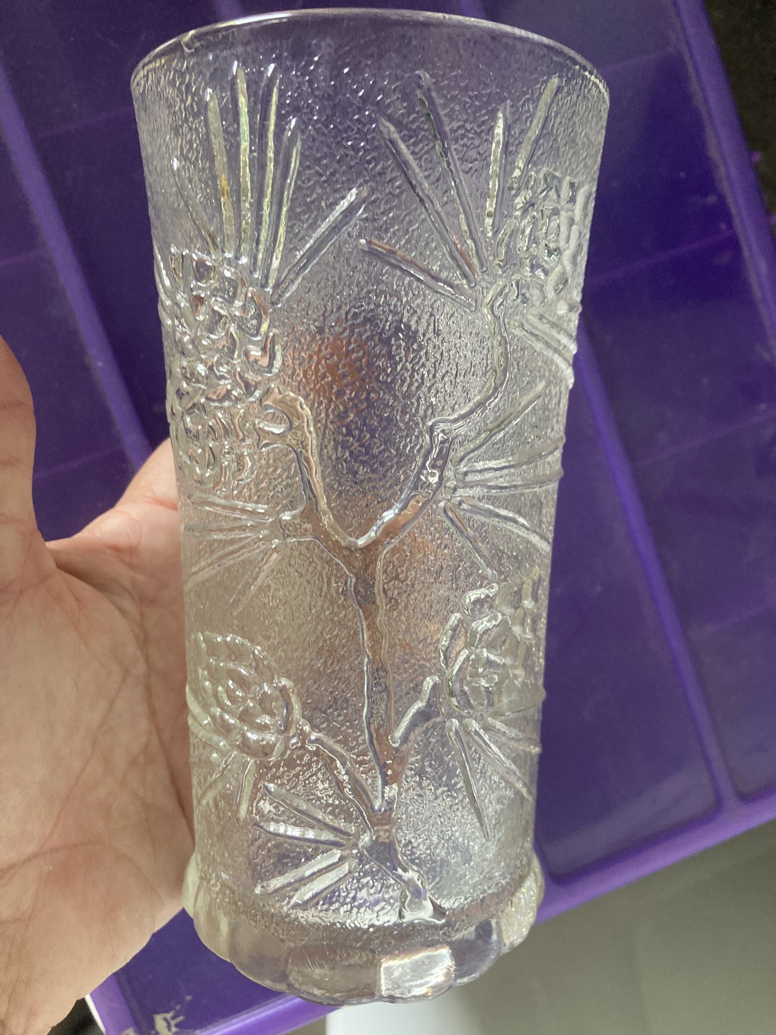 Clear Indiana Glass Set Of 4 Cups Pine Tree Cone Design