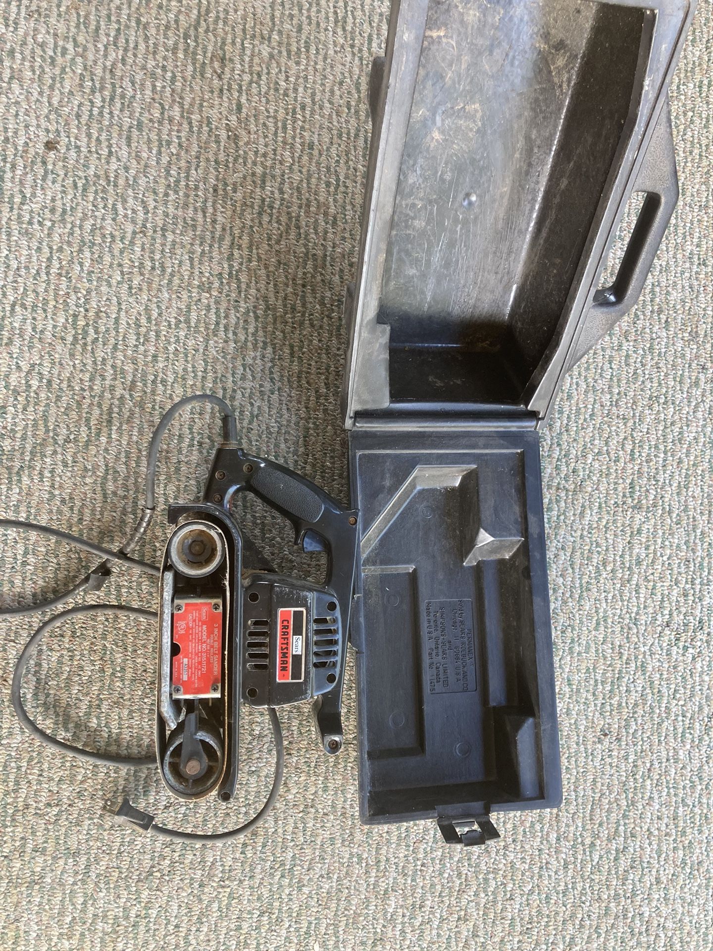 Sears Craftsman 3" Belt Sander Model (contact info removed)1 + Hard Plastic Case USA  Good working condition.