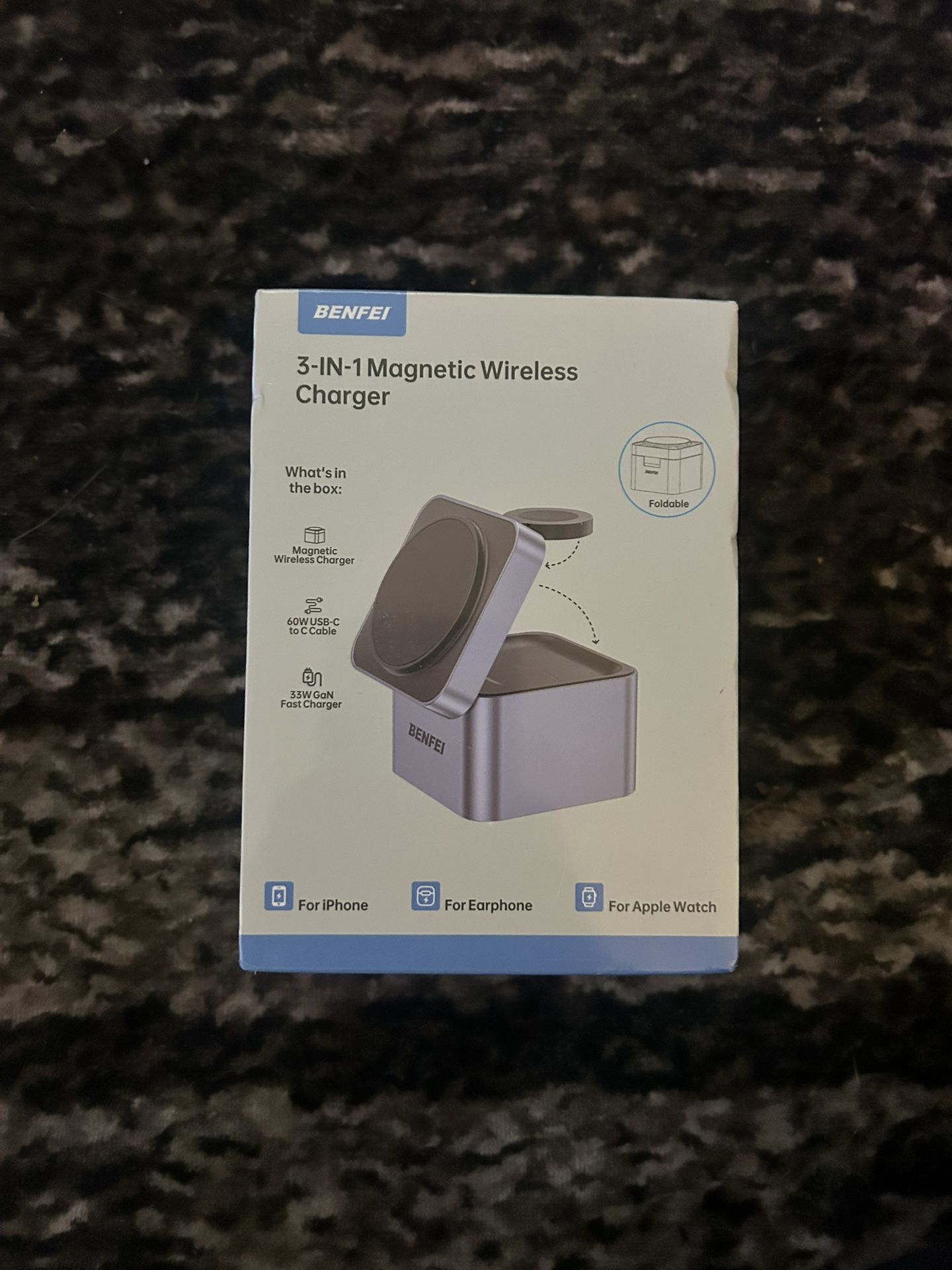📦 BENFEI 3-in-1 Magnetic Wireless Charger – Foldable Travel Charger 