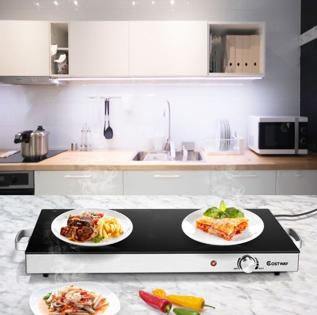 NEW Costway 22''x 14'' Electric Warming Tray Hot Plate Dish Warmer w/ Adjustable Temperature