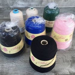 Lot 7 Superwash Wool Machine Knitting Weaving Cone Yarn