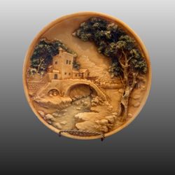 Vintage Chalk Ware Wall Decorative Plate 3D