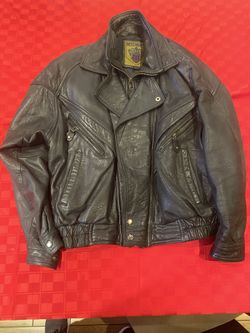 Italian style black leather jacket, XL .