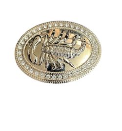 Scorpion Belt Buckle with Rhinestone Border