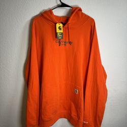 Carhartt Midweight Sweater Mens 2XL Orange HOODIE Outdoor Fleece Sweatshirt NWT