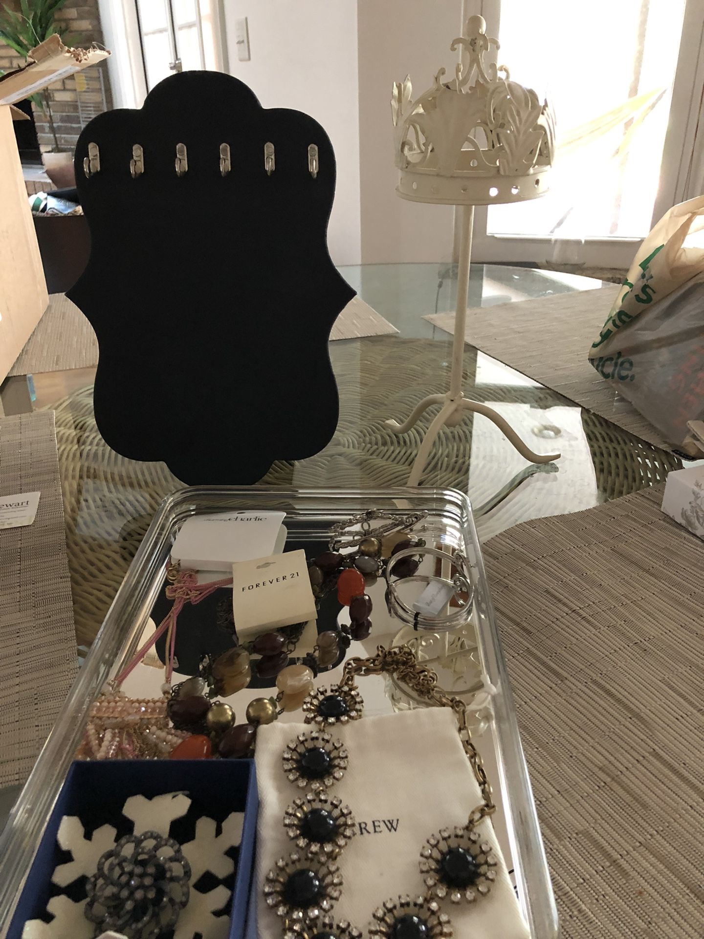 Lot, Assorted Jewelry, Jcrew , Charming Charlie Forever 21 Plus Jewelry Tray And Necklace Holders 
