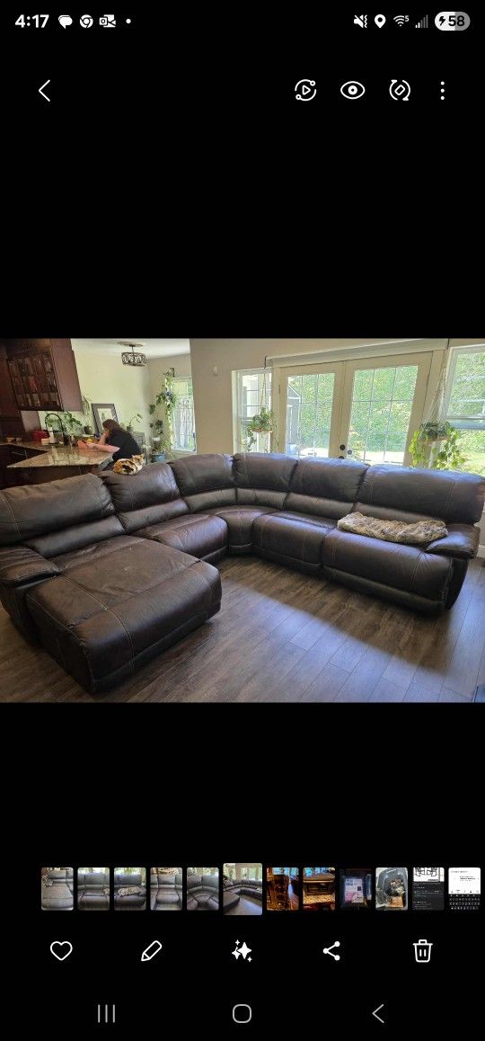 Powered Leather modular Sectional w/ Chaise