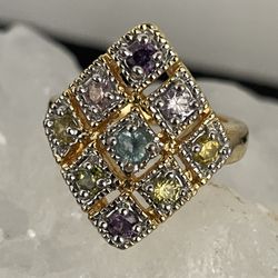 Gold Tone Multicolor Ring Size 7