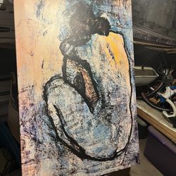 Modern Abstract Nude Print – Canvas – 26” x 40” – Beautiful Seated Figure