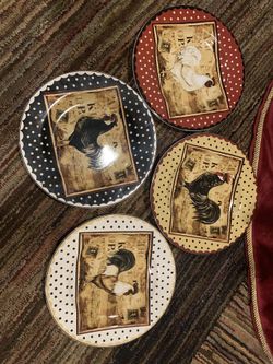 Sakura Retro Rooster Plates