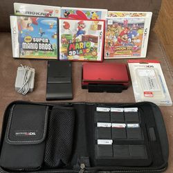 Nintendo 3DS Flame Red Bundle/ 7 Games, Charger/Stylus, Screen Protecter, Case