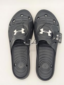 Mens Size 18 Under Armour UA Locker IV Sandal Slides (contact info removed)-001 Black White New