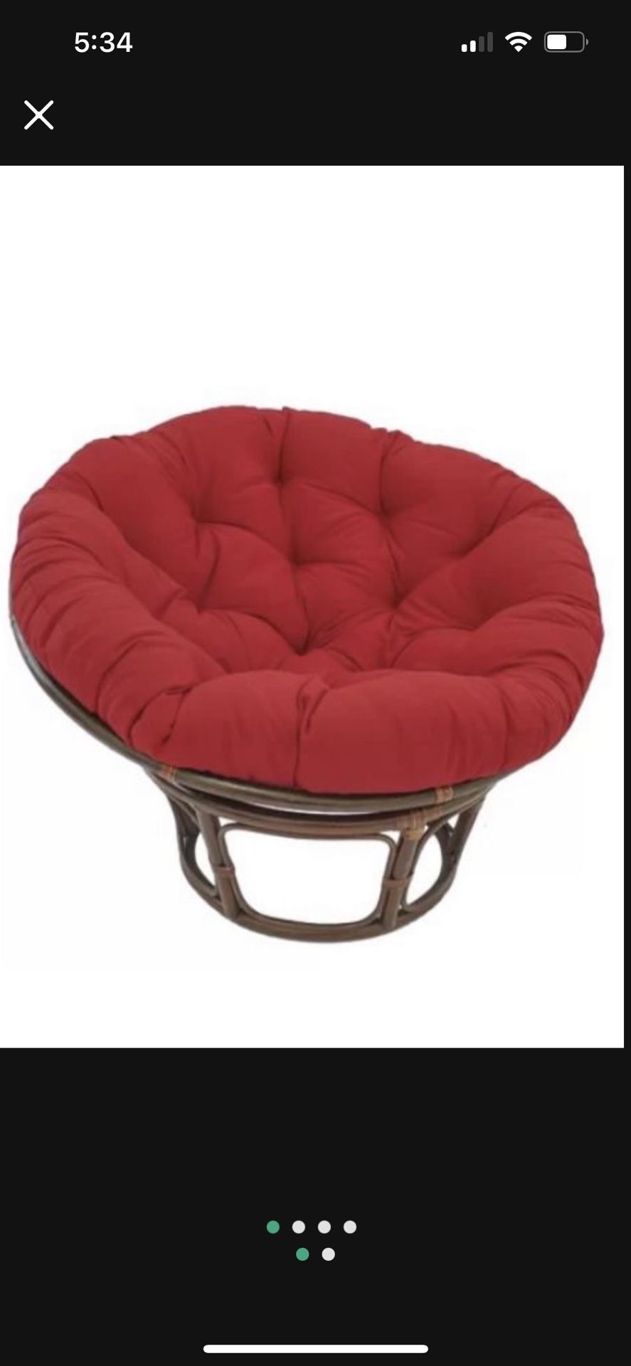 Pier One Brand Taupe Papasan 45” Chair With Red Cushion 