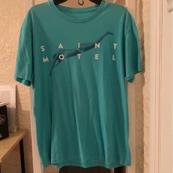 SAINT MOTEL TURQUOISE TONE T-SHIRT DIVING BIKINI CLAD PERSON SIZE LARGE UNISEX ROCK BANDS T SHIRTS 