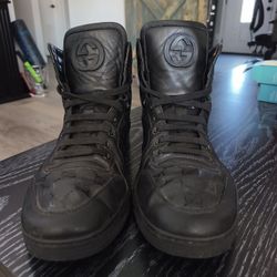 GUCCI MONOGRAM Sneakers Black Leather 9