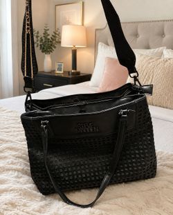 Steve Madden Black Woven Tote Bag