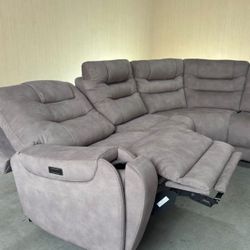 Barcalounger Carmelo Fabric Power Reclining Sectional with Power Headrests
