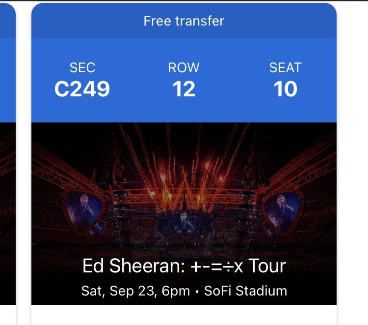 Ed Sheeran Sofi Stadium September 23