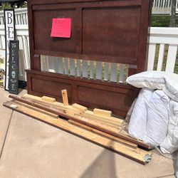 Queen Bed Frame And Boxspring With Pillows