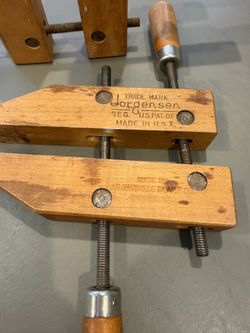 Vintage wooden clamps. See description