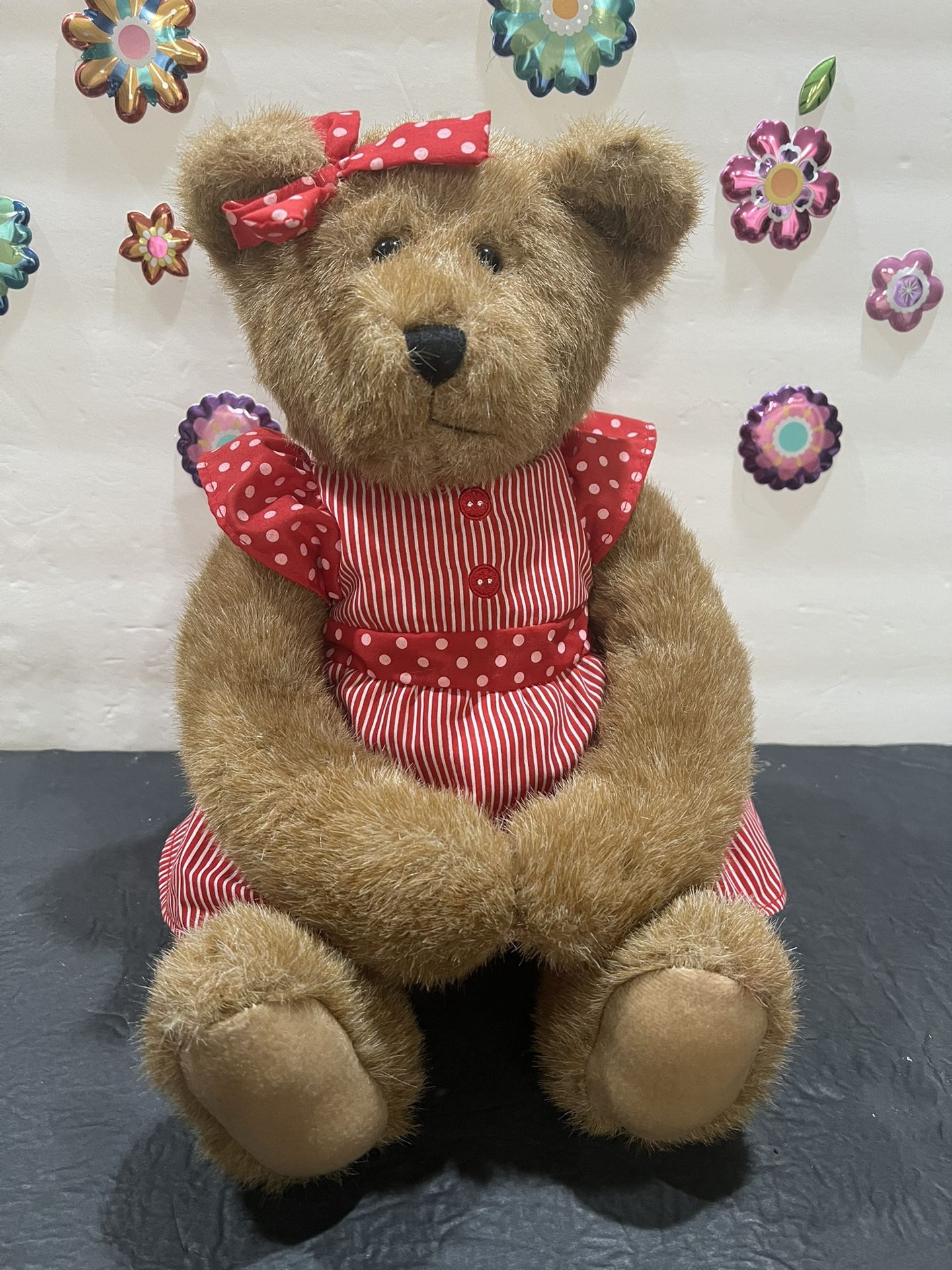 TEDDY BEAR - 12 INCH WITH RED DRESS! ADORABLE - QUALITY MADE