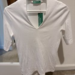 Benetton white shirt with half sleeves. New