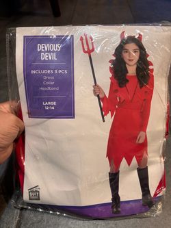Devious Devil Girls Halloween Costume Large 12-14