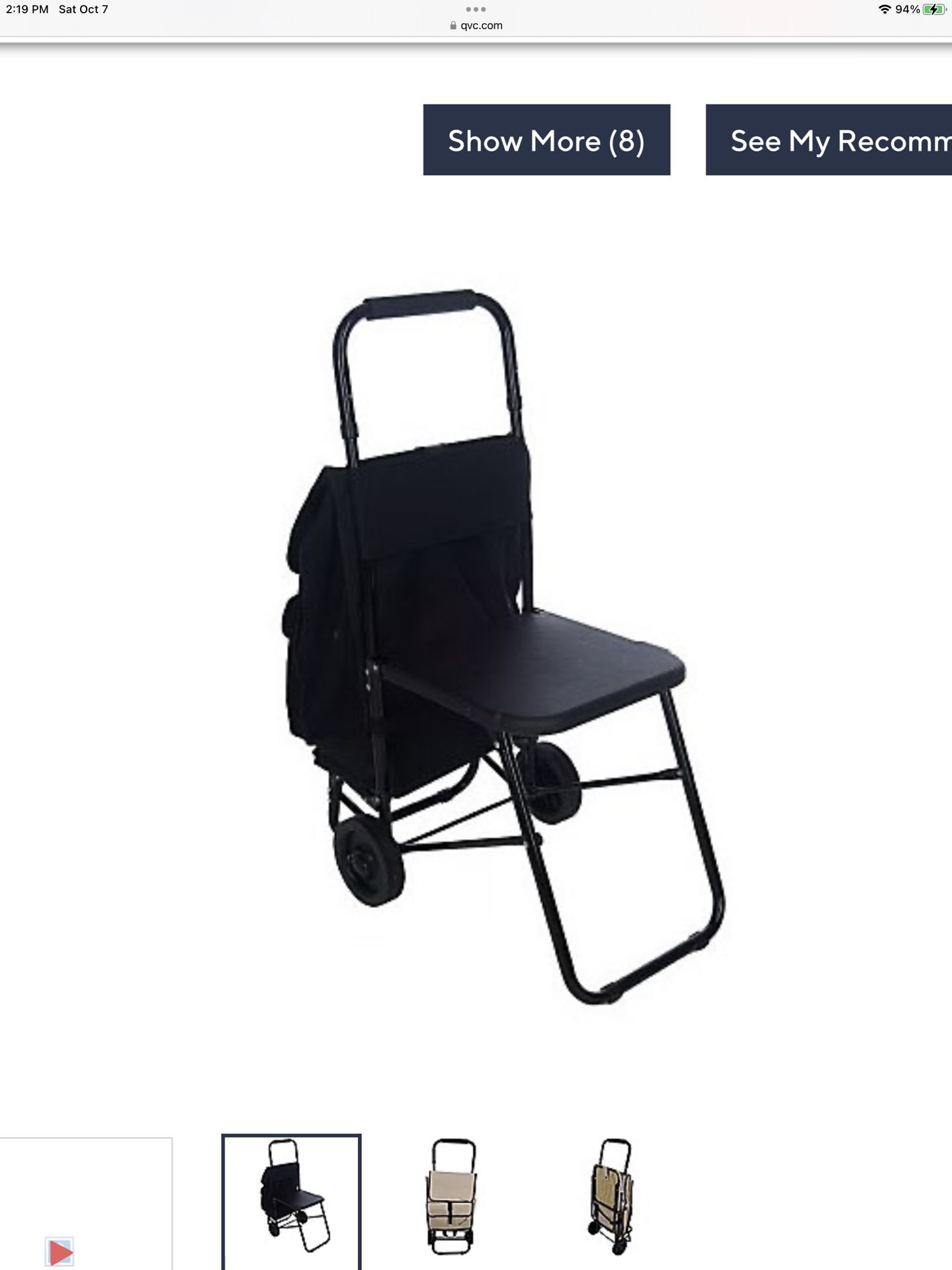 Rest-n-roll. Rest And Roll Shopping Cart With Seat. New In Box. Qvc Luggage With Chair Storage