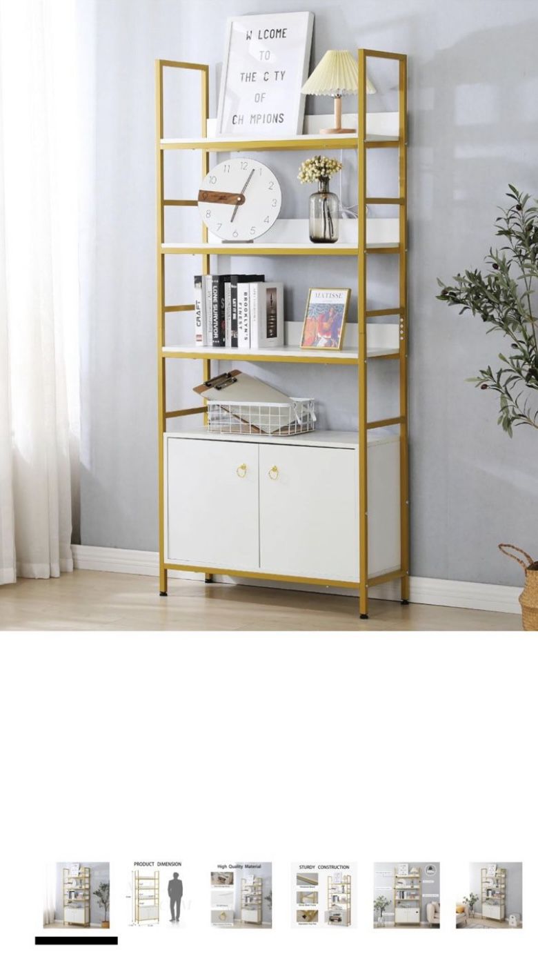 New Gold & White Bookcase