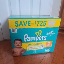 Pampers Swaddlers Diapers, Size 2, 180 Count