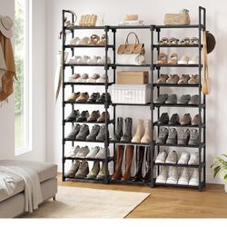 WOWLIVE 9 Tiers Large Shoe Rack Storage Organizer/ New In Box 